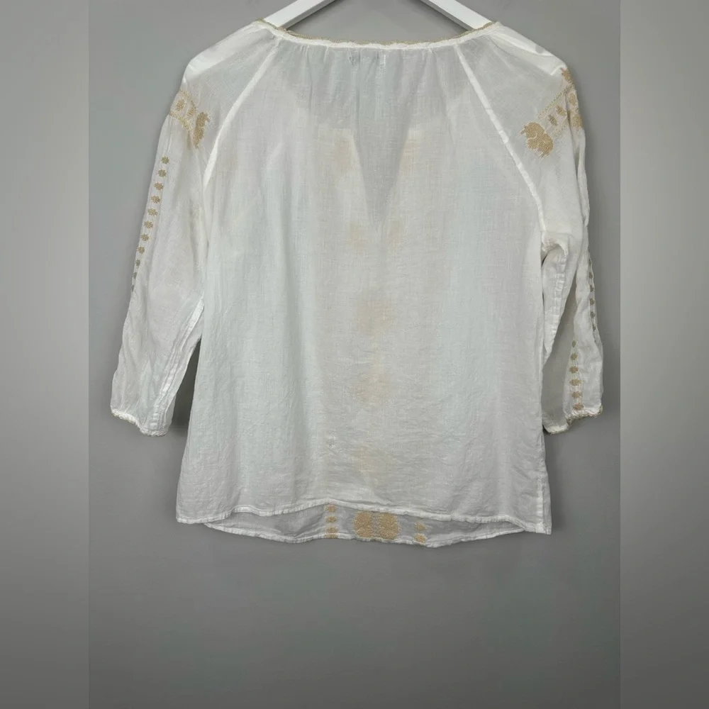 GAP Sheer Lightweight Embroidered Boho Tassel Top Blouse Medium